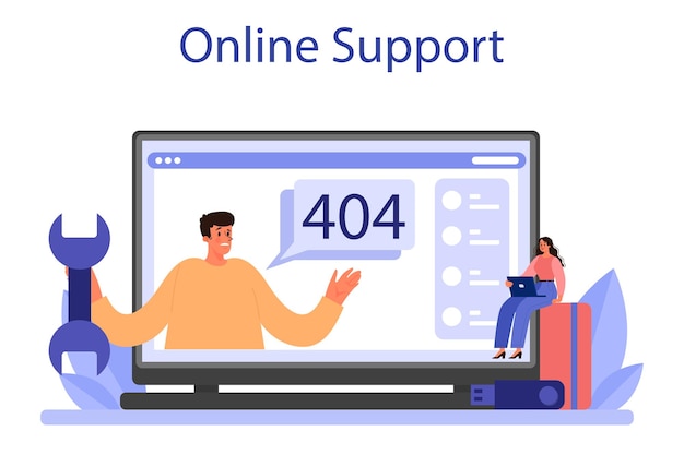 Free Vector website technical support online service or platform web page diagnostic service providing web site with updated information online support flat vector illustration