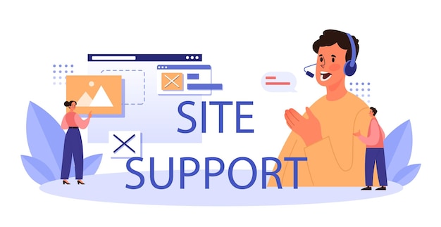 Free Vector website technical support typographic header idea of web page diagnostic service providing web site with updated information flat vector illustration