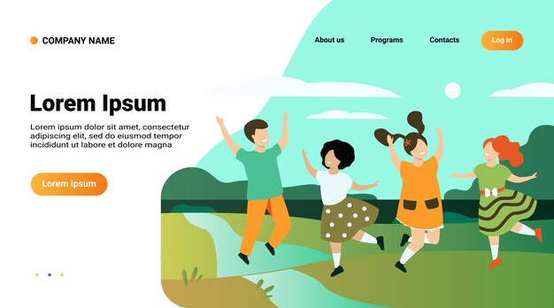 Website template, landing page with illustration of Diversity and childhood concept