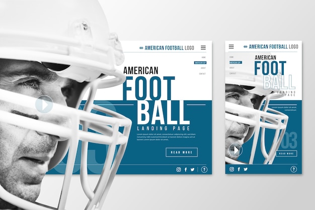 Free Vector webtemplate landing page for football