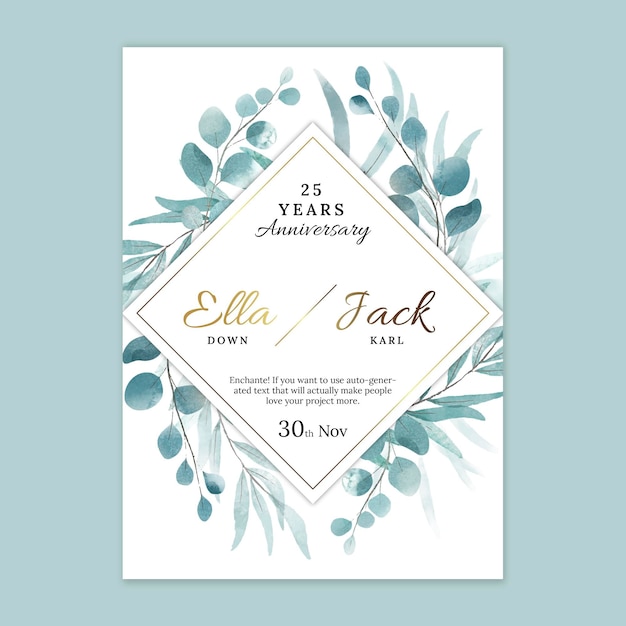 Free Vector wedding anniversary card template