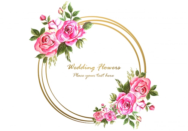 Wedding anniversary decorative floral frame for greeting card