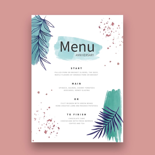 Wedding anniversary menu