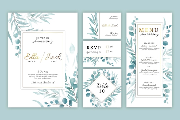 Wedding anniversary stationery collection