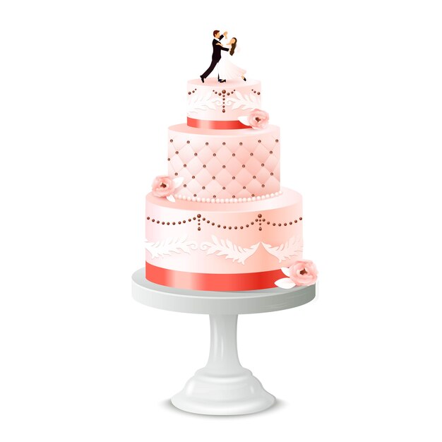 Wedding Cake With Statuette Of Newlywed 