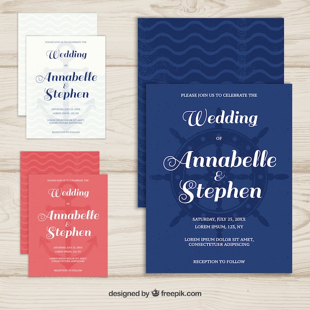 Free Vector wedding card invitation in flat style