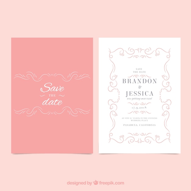 Wedding card invitation with floral ornaments