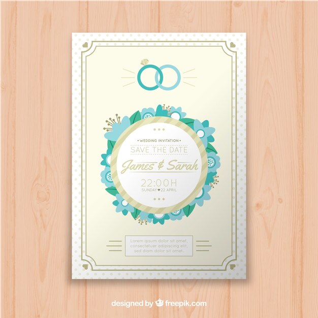 Wedding card invitation with floral ornaments