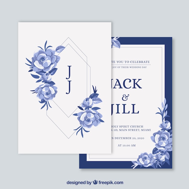 Wedding card invitation with floral ornaments