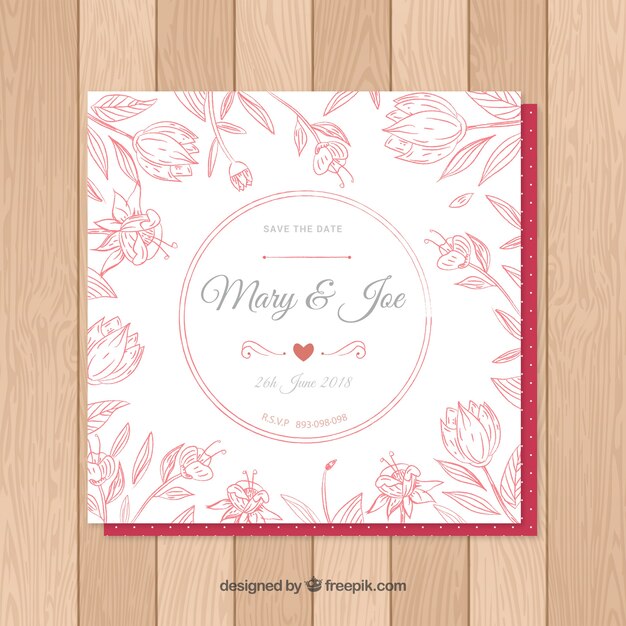 Wedding card invitation with floral ornaments