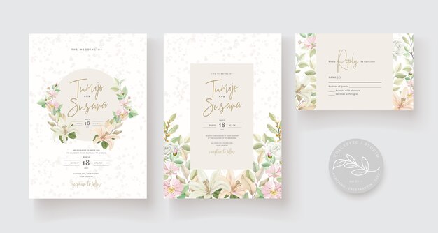 Wedding card template floral design