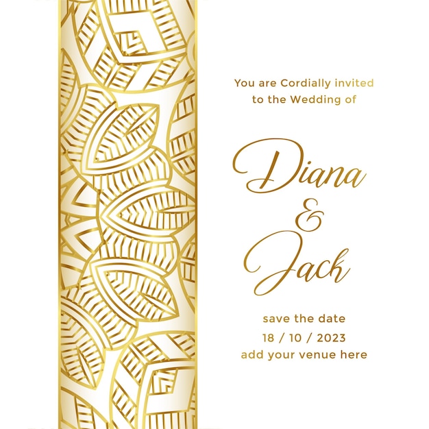 Free Vector wedding card template with ornamental decorative style