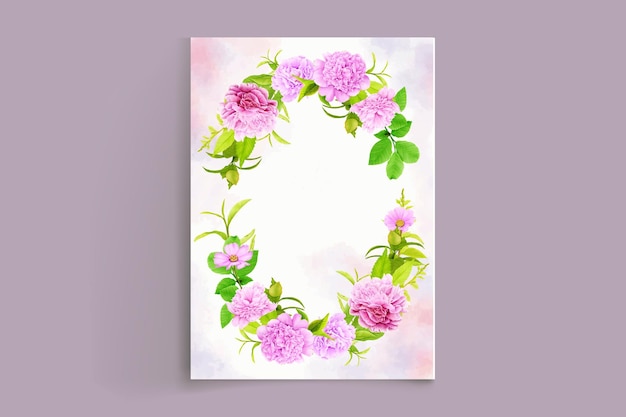 Free Vector wedding card with beautiful pink and green watercolor floral