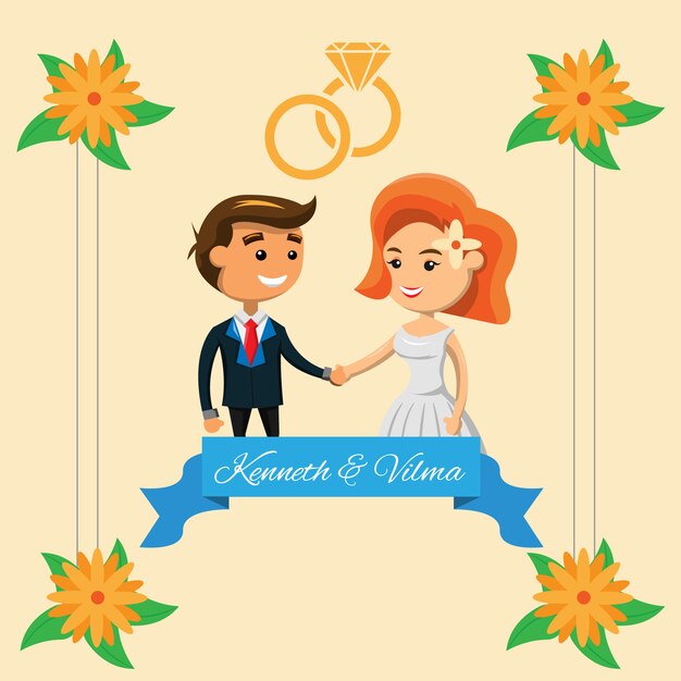 Wedding card with couple design