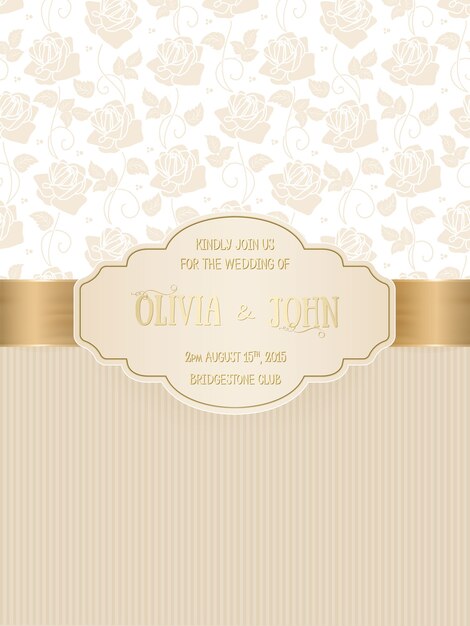 wedding card with damask and elegant floral elements