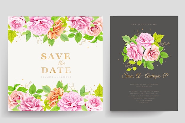 wedding card with floral background design