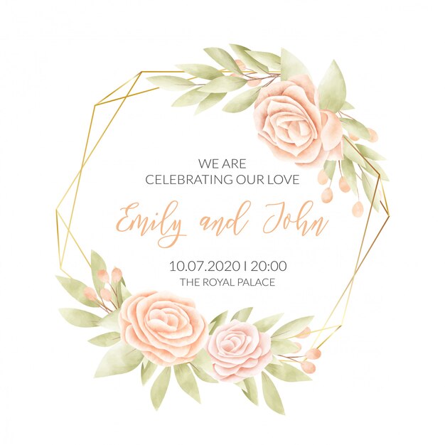 wedding card with floral frame