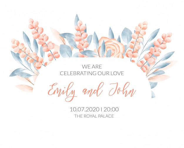 Free Vector wedding card with floral frame