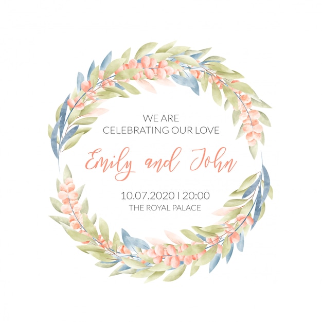 wedding card with floral frame