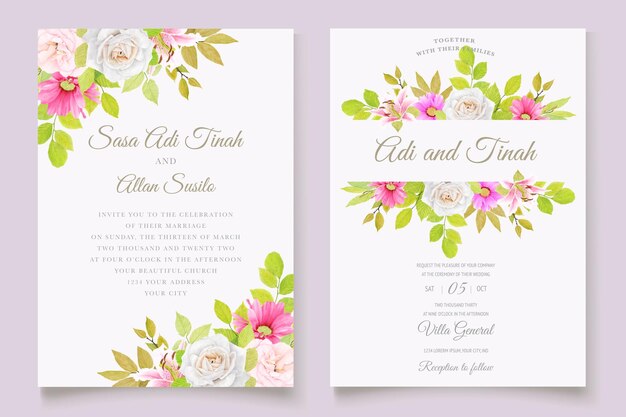 Free Vector wedding card with floral ornament