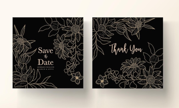 Free Vector wedding card with simple and elegant floral ornament