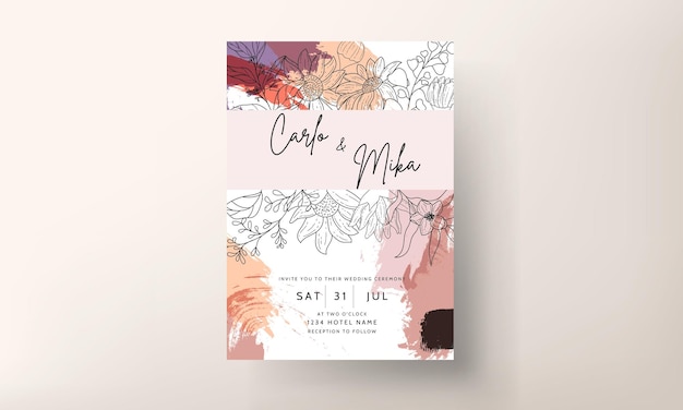 Free Vector wedding card with simple and elegant floral ornament