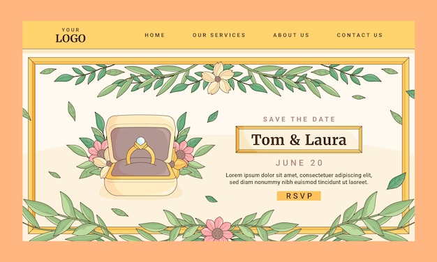 Free Vector wedding celebration  landing page template