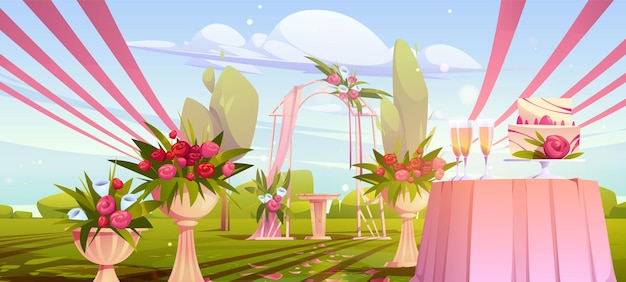 Free Vector wedding ceremony scene in summer garden