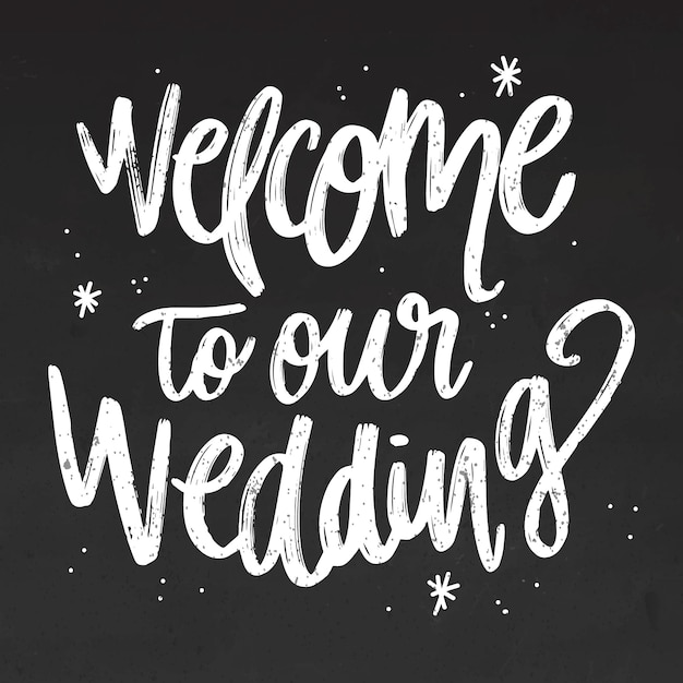 Free Vector wedding chalk lettering on blackboard