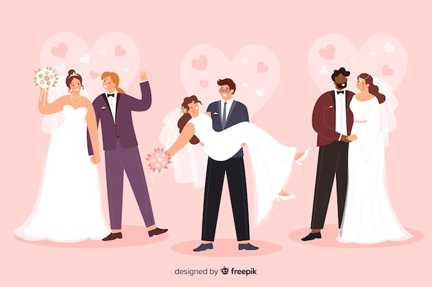 Wedding couple collection in flat design