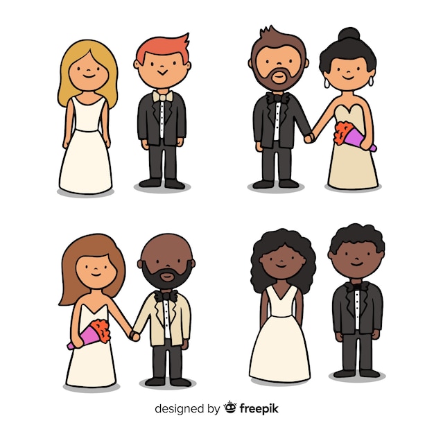 Free vector wedding couple collection