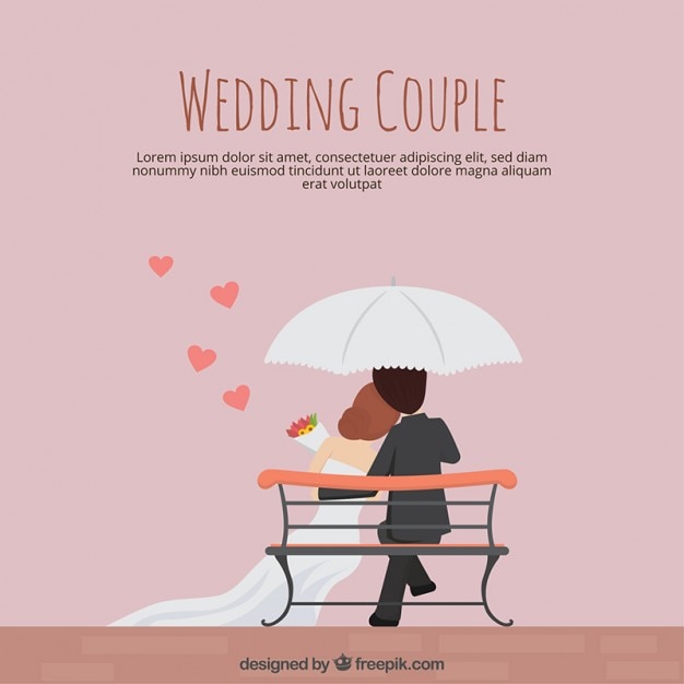 Free Vector wedding couple in flat design