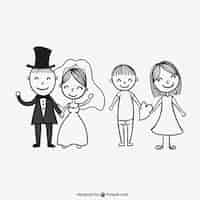 Free vector wedding couples drawing