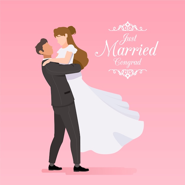 Wedding couples in flat design