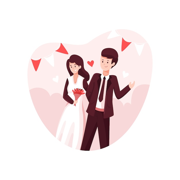 Wedding couples in flat design