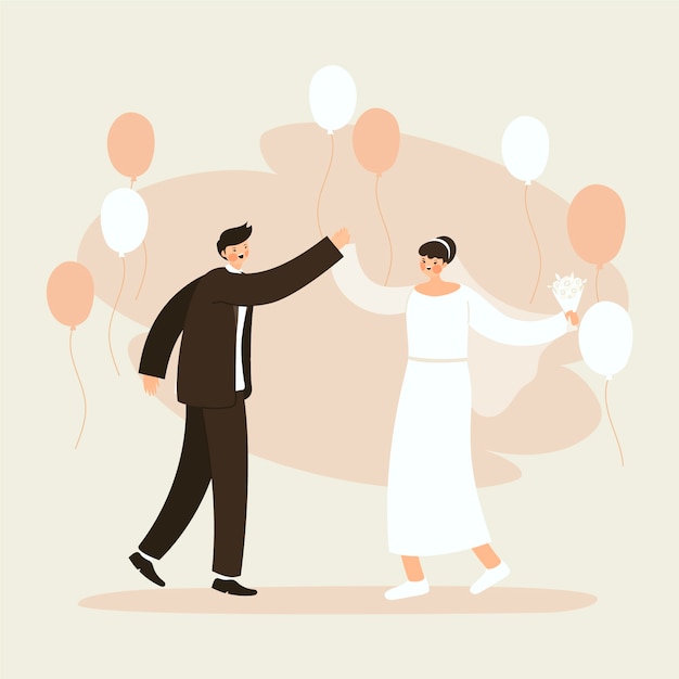 Free Vector wedding couples in flat design