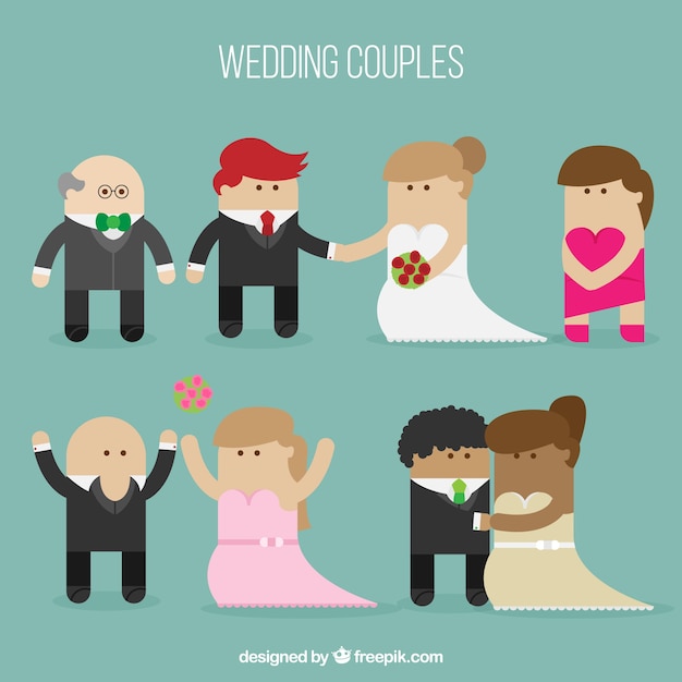 Wedding couples flat designs