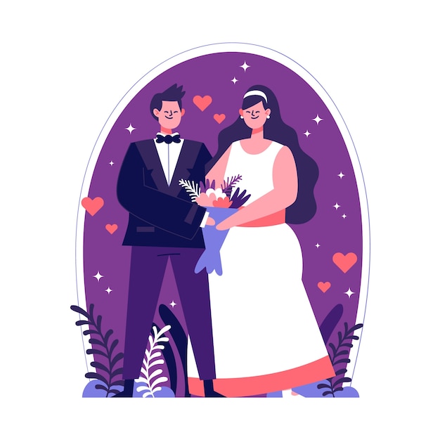 Free Vector wedding couples illustration