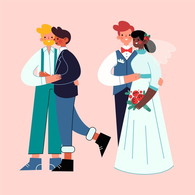 Wedding couples illustration