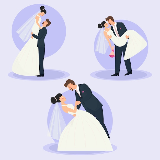 Free Vector wedding couples set