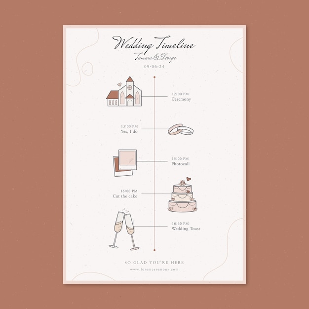 Free Vector wedding day schedule template design