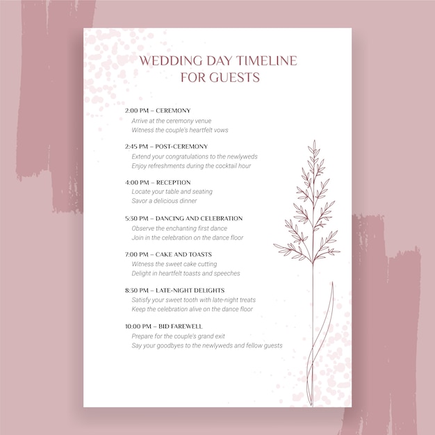 Free Vector wedding day schedule template design