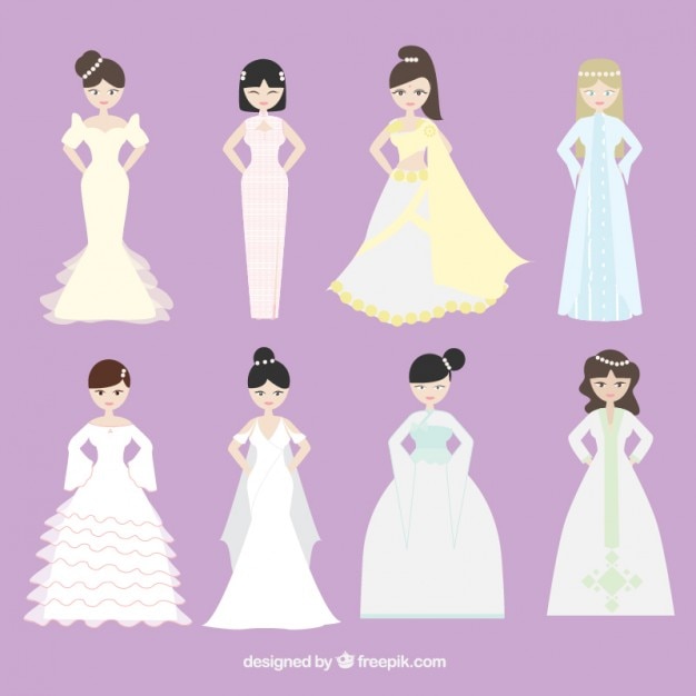 Free Vector wedding dresses collection