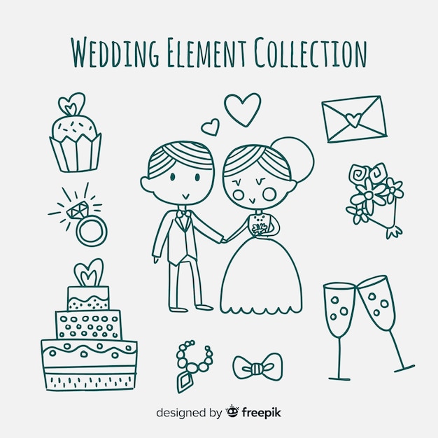 Free Vector wedding element collection