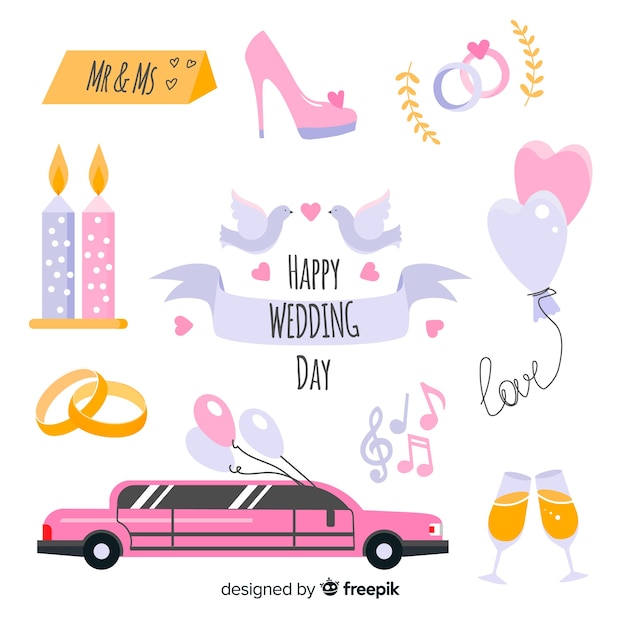 Free vector wedding element collection