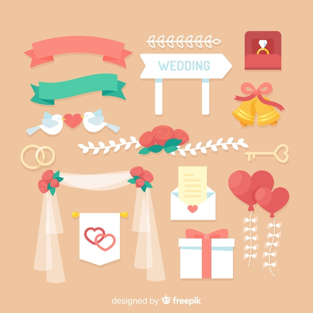 Free Vector wedding element collection