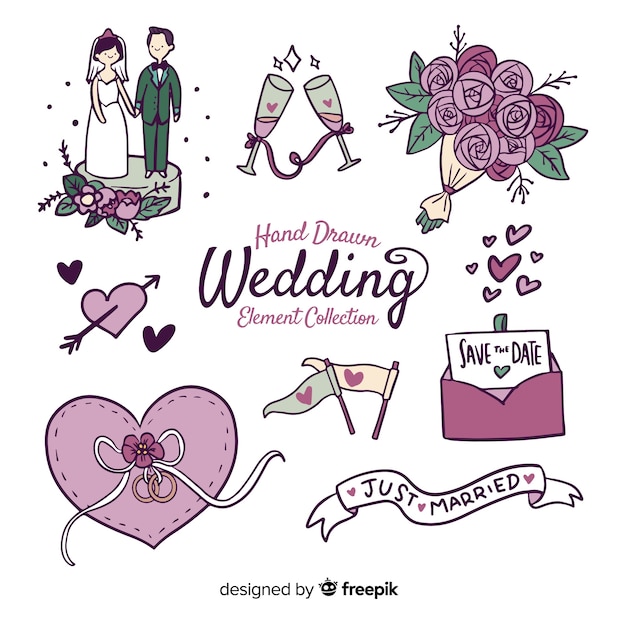 Free vector wedding element collection