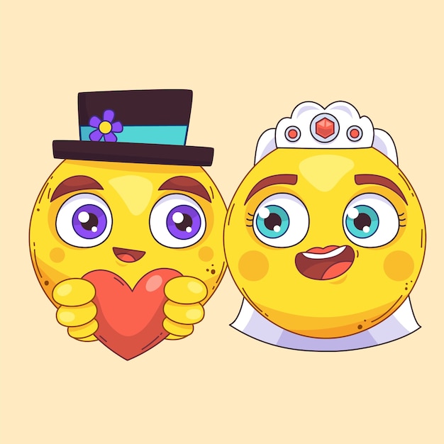 Free Vector wedding emoji illustration