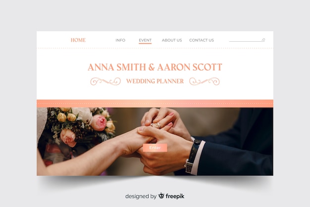 Wedding event with landing page and photo