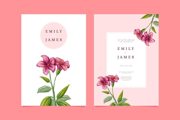 Wedding floral invitation card template